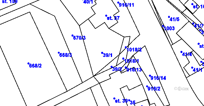 Parcela st. 39 v KÚ Lhota u Lísku, Katastrální mapa