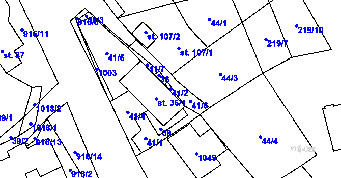 Parcela st. 41/2 v KÚ Lhota u Lísku, Katastrální mapa