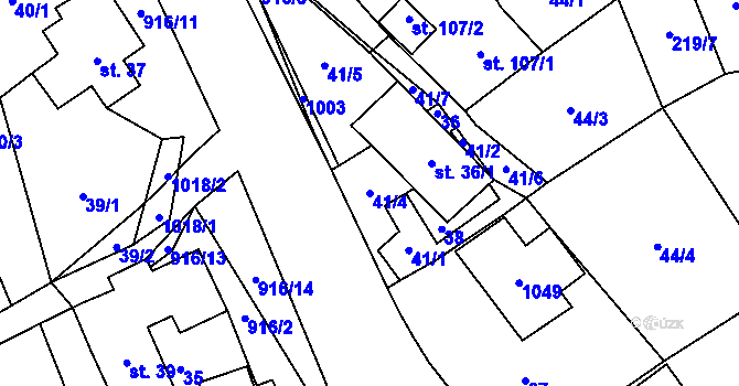 Parcela st. 41/4 v KÚ Lhota u Lísku, Katastrální mapa