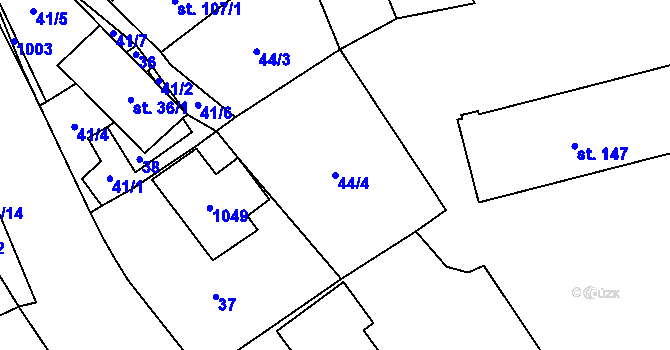 Parcela st. 44/4 v KÚ Lhota u Lísku, Katastrální mapa