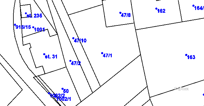 Parcela st. 47/1 v KÚ Lhota u Lísku, Katastrální mapa