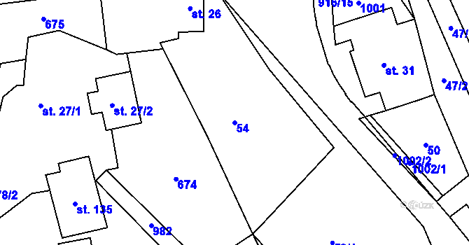 Parcela st. 54 v KÚ Lhota u Lísku, Katastrální mapa
