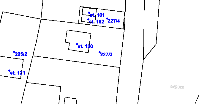 Parcela st. 227/3 v KÚ Lhota u Lísku, Katastrální mapa