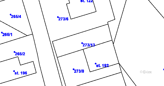 Parcela st. 273/13 v KÚ Lhota u Lísku, Katastrální mapa