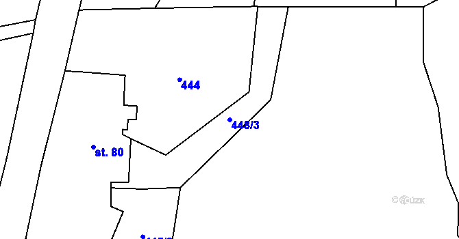 Parcela st. 448/3 v KÚ Lhota u Lísku, Katastrální mapa
