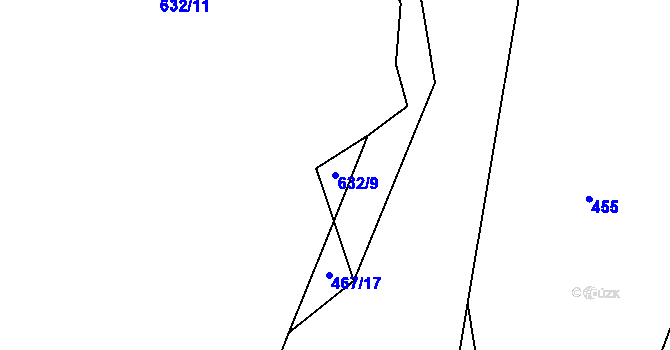Parcela st. 632/9 v KÚ Lhota u Lísku, Katastrální mapa