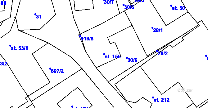 Parcela st. 155 v KÚ Lhota u Lísku, Katastrální mapa