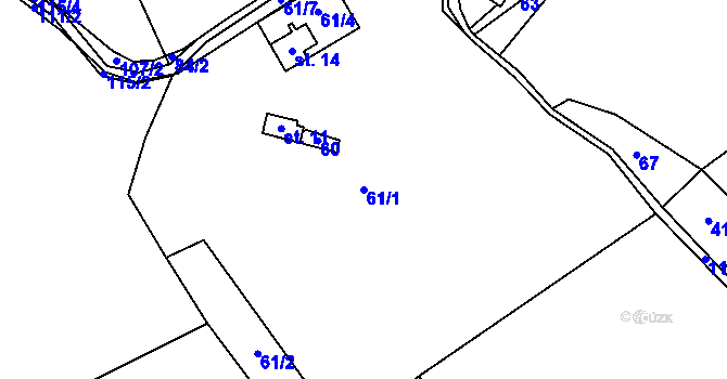 Parcela st. 61/1 v KÚ Lísek, Katastrální mapa