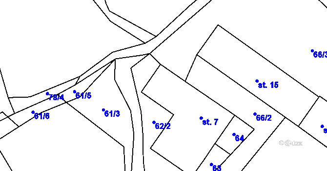 Parcela st. 62/1 v KÚ Lísek, Katastrální mapa