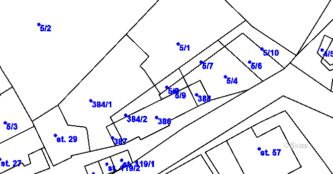 Parcela st. 5/8 v KÚ Vojtěchov u Lísku, Katastrální mapa