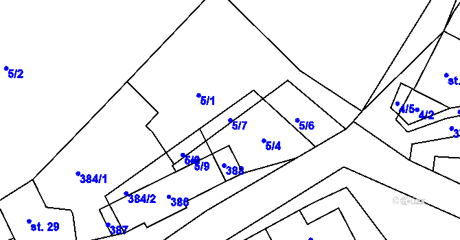 Parcela st. 5/7 v KÚ Vojtěchov u Lísku, Katastrální mapa