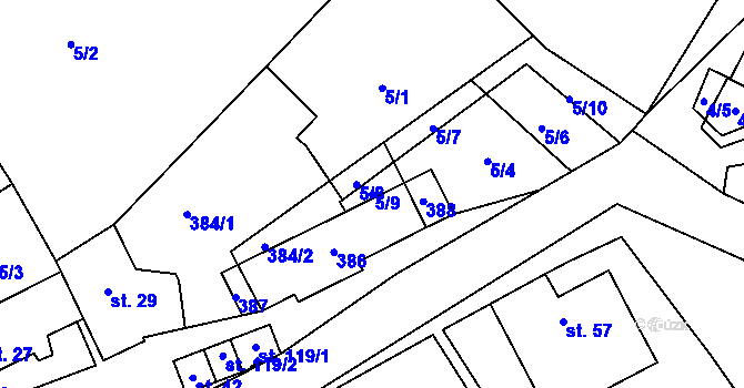 Parcela st. 5/9 v KÚ Vojtěchov u Lísku, Katastrální mapa