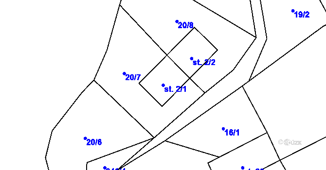 Parcela st. 2/1 v KÚ Vojtěchov u Lísku, Katastrální mapa