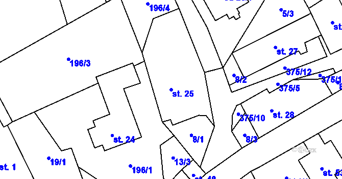 Parcela st. 25 v KÚ Vojtěchov u Lísku, Katastrální mapa