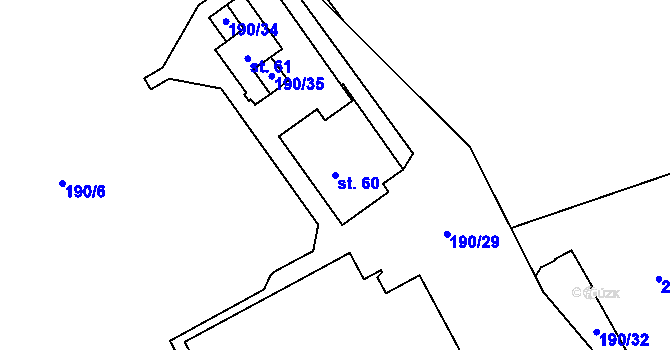 Parcela st. 60 v KÚ Vojtěchov u Lísku, Katastrální mapa