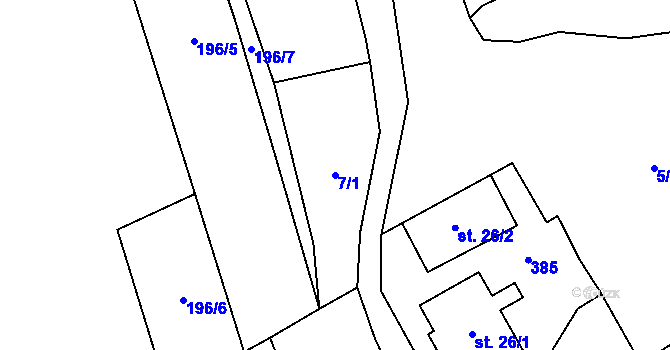 Parcela st. 7/1 v KÚ Vojtěchov u Lísku, Katastrální mapa