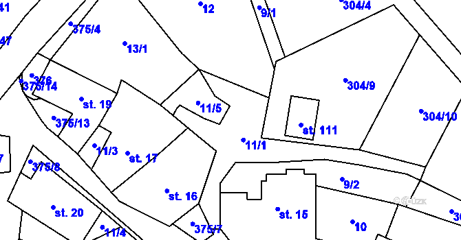 Parcela st. 11/1 v KÚ Vojtěchov u Lísku, Katastrální mapa