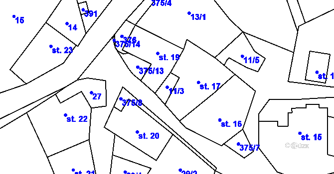 Parcela st. 11/3 v KÚ Vojtěchov u Lísku, Katastrální mapa