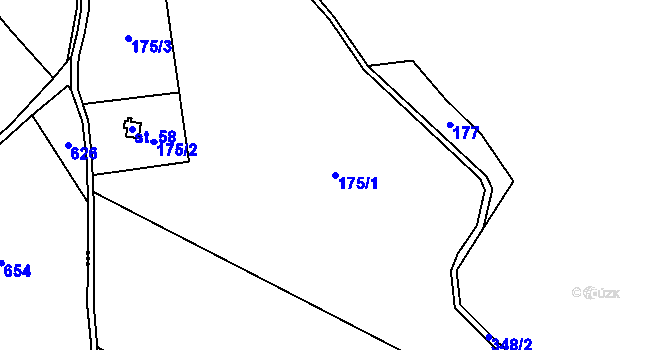 Parcela st. 175/1 v KÚ Vojtěchov u Lísku, Katastrální mapa