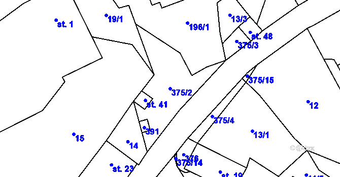 Parcela st. 375/2 v KÚ Vojtěchov u Lísku, Katastrální mapa