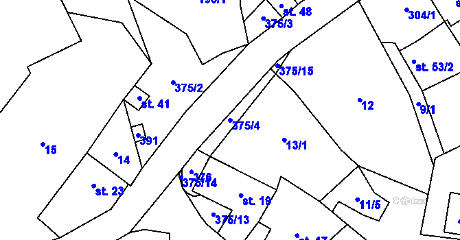 Parcela st. 375/4 v KÚ Vojtěchov u Lísku, Katastrální mapa