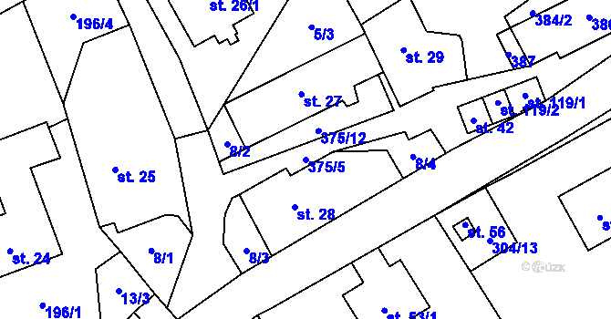 Parcela st. 375/5 v KÚ Vojtěchov u Lísku, Katastrální mapa