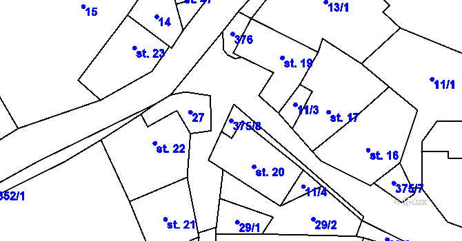 Parcela st. 375/8 v KÚ Vojtěchov u Lísku, Katastrální mapa