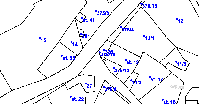 Parcela st. 375/14 v KÚ Vojtěchov u Lísku, Katastrální mapa
