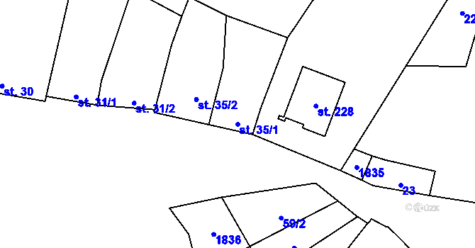 Parcela st. 35/1 v KÚ Lískovec, Katastrální mapa