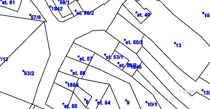 Parcela st. 53/1 v KÚ Lískovec, Katastrální mapa