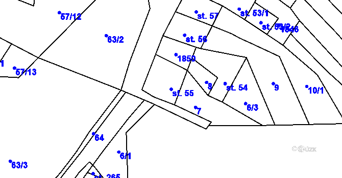 Parcela st. 55 v KÚ Lískovec, Katastrální mapa