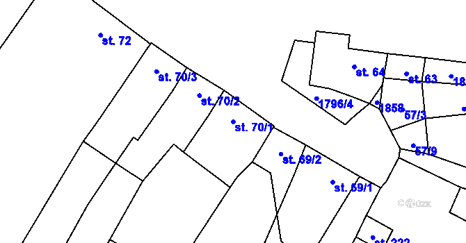 Parcela st. 70/1 v KÚ Lískovec, Katastrální mapa