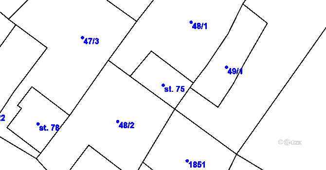 Parcela st. 75 v KÚ Lískovec, Katastrální mapa