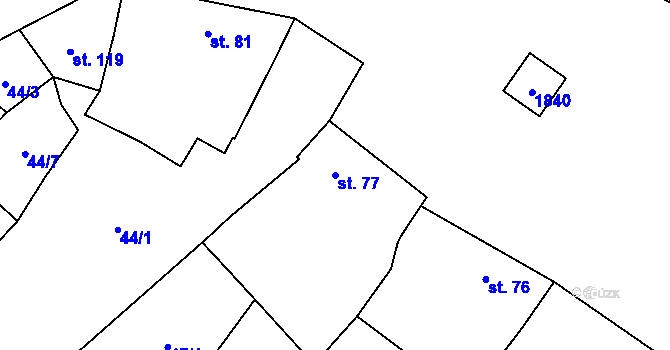 Parcela st. 77 v KÚ Lískovec, Katastrální mapa