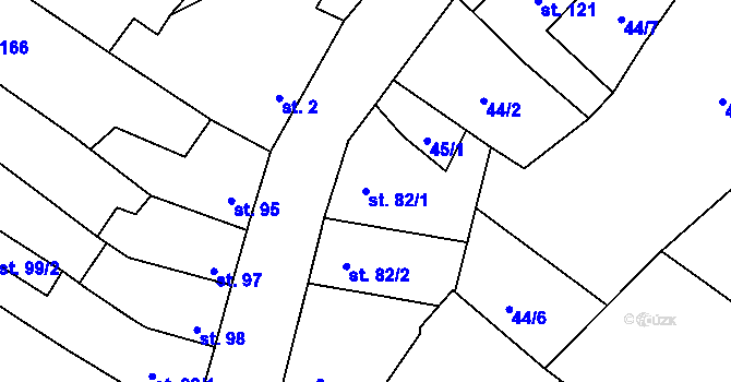 Parcela st. 82/1 v KÚ Lískovec, Katastrální mapa