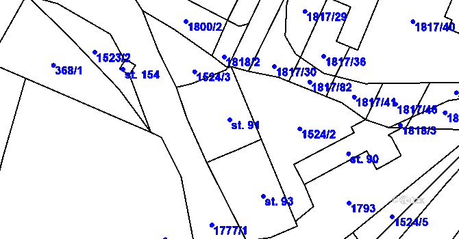 Parcela st. 91 v KÚ Lískovec, Katastrální mapa