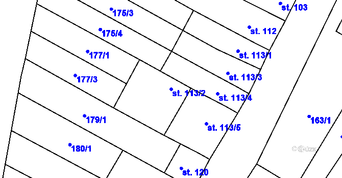 Parcela st. 113/2 v KÚ Lískovec, Katastrální mapa