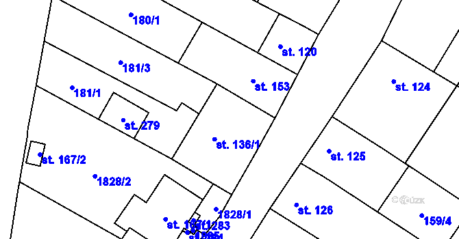 Parcela st. 136/2 v KÚ Lískovec, Katastrální mapa