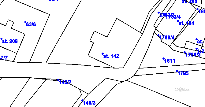 Parcela st. 142 v KÚ Lískovec, Katastrální mapa