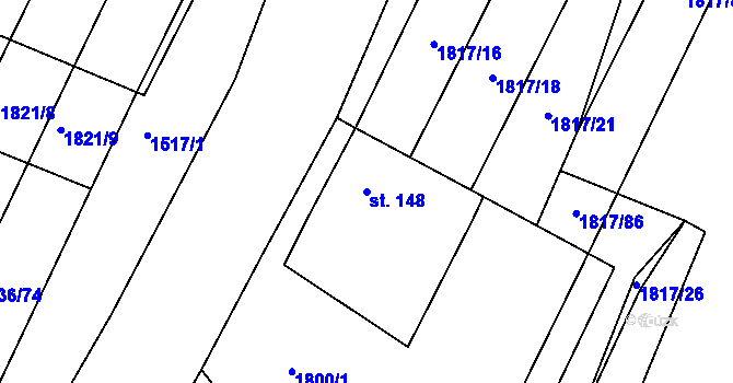Parcela st. 148 v KÚ Lískovec, Katastrální mapa