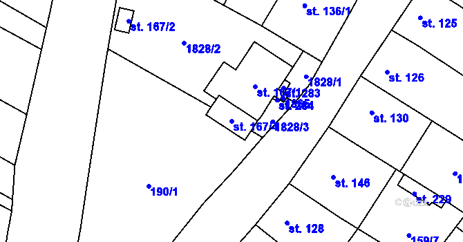 Parcela st. 167/4 v KÚ Lískovec, Katastrální mapa