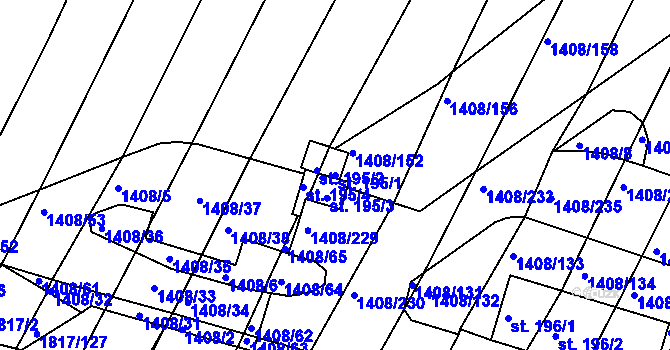 Parcela st. 195/1 v KÚ Lískovec, Katastrální mapa