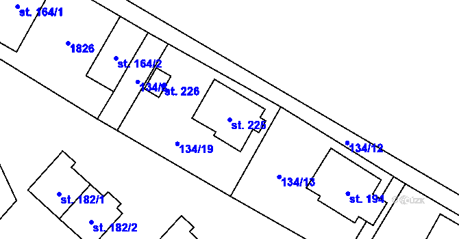 Parcela st. 225 v KÚ Lískovec, Katastrální mapa