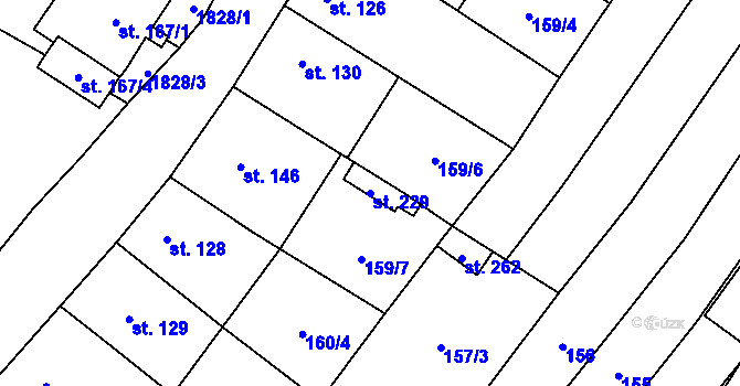 Parcela st. 229 v KÚ Lískovec, Katastrální mapa