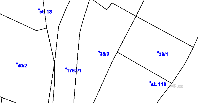 Parcela st. 38/3 v KÚ Lískovec, Katastrální mapa