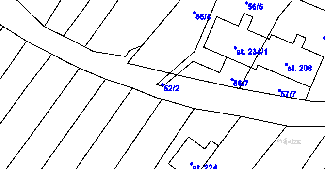 Parcela st. 52/2 v KÚ Lískovec, Katastrální mapa