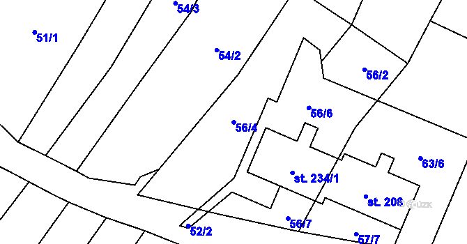 Parcela st. 56/4 v KÚ Lískovec, Katastrální mapa