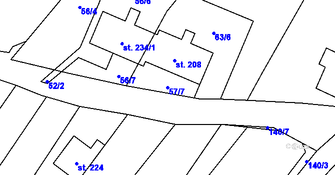 Parcela st. 57/7 v KÚ Lískovec, Katastrální mapa