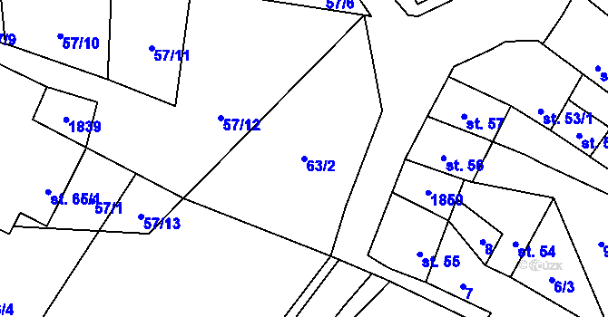 Parcela st. 63/2 v KÚ Lískovec, Katastrální mapa