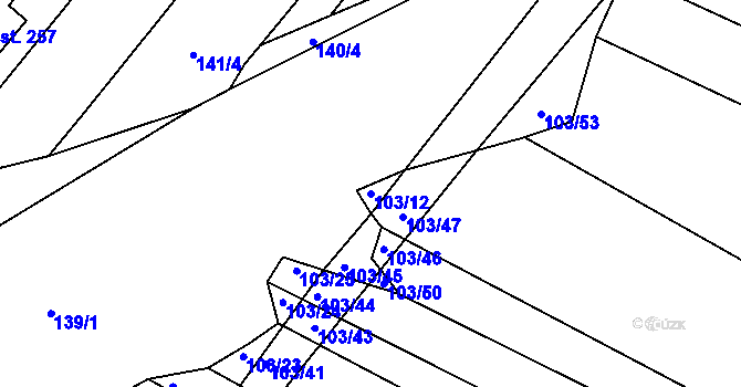 Parcela st. 103/12 v KÚ Lískovec, Katastrální mapa
